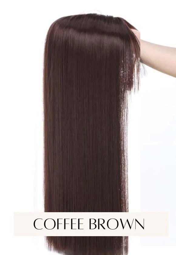 COFFEE BROWN HAIR TOPPER WITH BANGS